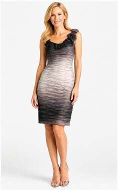 Adrianna Papell Boutique Ombré Ruched Cocktail Dress — Size 8